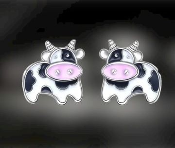 Детские серьги Cow Cow Серебряные шпильки Cute Cow