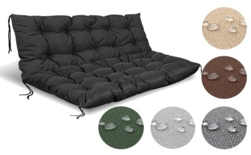 2 садовые подушки 120x80x40 см для скамейки-качели из поддонов, водонепроницаемые, черные