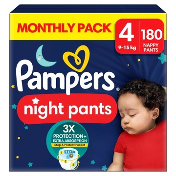Pieluchomajtki Pampers Pants Night Rozmiar 4 180 szt.