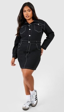 BOOHOO SUKIENKA PLUS SIZE CZARNA MINI 48 EGD