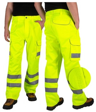 spodnie robocze ODBLASKOWE ostrzegawcze BHP 48/32
