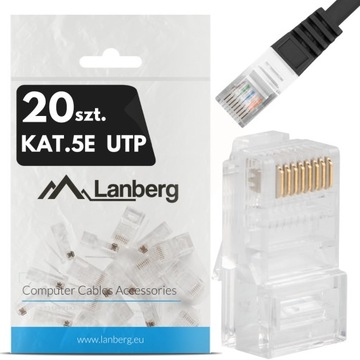 20X WTYK WTYKI KOŃCÓWKI WTYCZKA RJ45 8P8C UTP CAT KAT.5E LANBERG