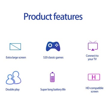 Игровая консоль, встроенная 520 игр, нескользящая текстура, длинная