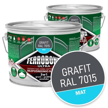 Farba do Metalu na Rdzę GRAFIT MAT RAL 7015 2,5L Ferrobond Ultra Zestaw2szt