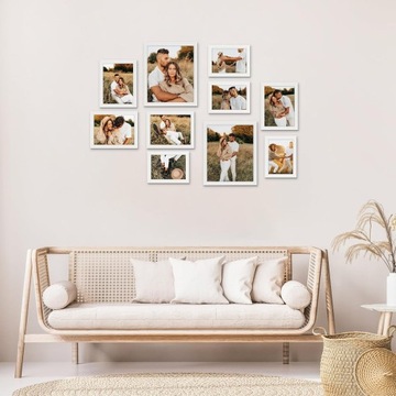 Набор из 10 белых фоторамок разных размеров, коллаж, 10 х 15 см (4 шт.