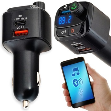 АВТОМОБИЛЬНЫЙ ПЕРЕДАТЧИК BLUETOOTH FM MP3 БЫСТРОЕ ЗАРЯДНОЕ УСТРОЙСТВО 3 x USB QC 3.0