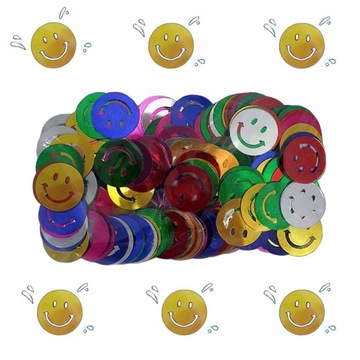 ДЕКОРАТИВНЫЕ КОНФЕТТИ СМАЙЛЫ, ДЕКОРАТИВНЫЕ МЕТАЛЛИЧЕСКИЕ БАЙЕТКИ