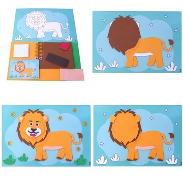 ZABAWKI Z NAKLEJKAMI PUZZLE 3D ŻYWYCH NAKLEJEK EVA ZWIERZĘTA 12 SZT