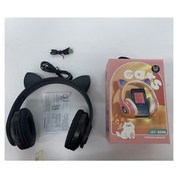 Наушники с кошачьими беспроводными ушами Bluetooth 5.0 стерео черные