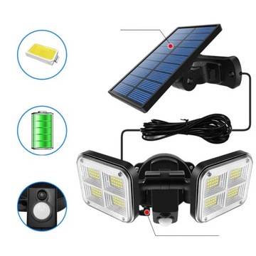 LAMPA SOLARNA LED CZUJNIK RUCHU PANEL MOCNA JASNA