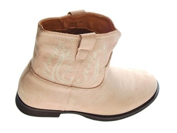 BOTKI NA KOTURNIE ZAMSZOWE D-10 Beige r.37