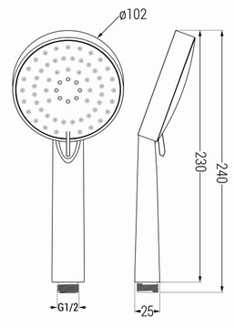 MEXEN ZESTAW PRYSZNICOWY SŁUCHAWKA R-75 WĄŻ CZARNY