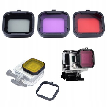 Набор фильтров для GoPro Hero 3 4 для подводной съемки 4 шт.