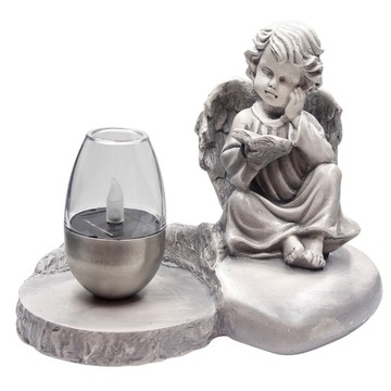 СЕРАЯ ГИПСОВАЯ ФИГУРКА Гробница СОЛНЕЧНАЯ СВЕТОДИОДНАЯ ЛАМПА