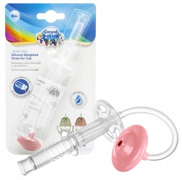 CANPOL BABIES WYMIENNA RURKA SŁOMKA Z ODWAŻNIKIEM 6m+ RÓŻOWA 56/609_pin
