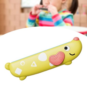 Детская губная гармошка, игрушечная гармошка на 16 отверстий, развивающая музыкальная желтая.