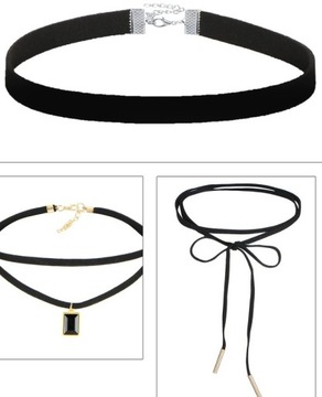 Zestaw 10 szt CHOKER naszyjnik rzemyk koronka boho