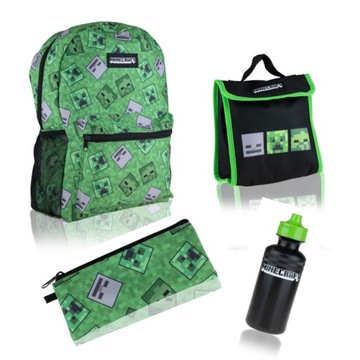 ZESTAW MINECTRAFT plecak piórnik bidon lunchbox