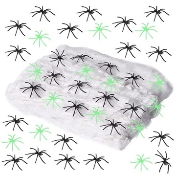 DEKORACJE HALLOWEEN PAJĘCZYNA BIAŁA 300g 150PAJĄKI