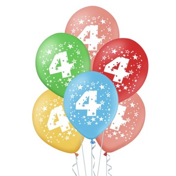 Balony kolorowe cyfra 4 liczba czwarte Urodziny