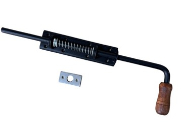 ZASUWA DO BRAM BRAMOWADO DRZWI SPRĘŻYNOWA RYGLOWA 400MM WĄSKA CZARNA