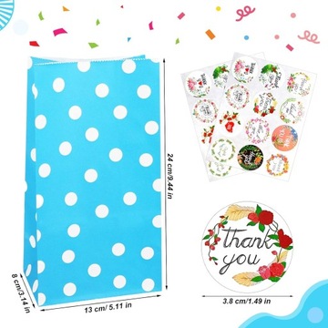 20X TORBA ZAMYKANA PREZENTOWA CUKIERKI URODZINY DZIECKA KOLOROWE +NAKLEJKI