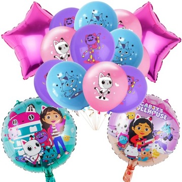 Balony różowe KOTY KOCI DOMEK GABI URODZINY 12+2+2