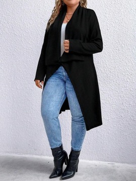 ЧЕРНАЯ КЛАССИЧЕСКАЯ КРЫШКА С ДЛИННЫМ РУКАВОМ ТЕКСТУРА ПЛЮС РАЗМЕР SHEIN 46