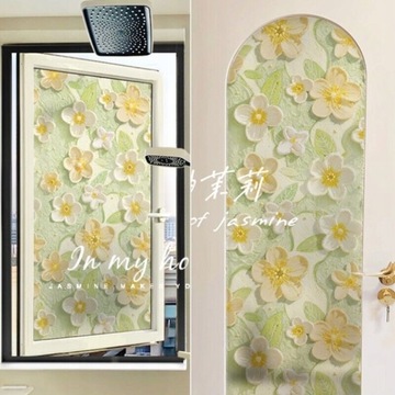 Статическая цветочная наклейка на окно