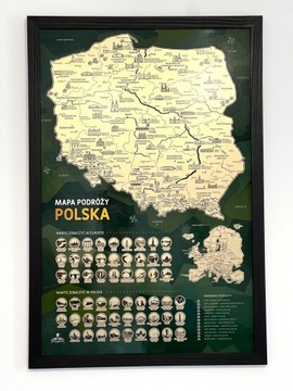 MAPA ZDRAPKA POLSKA + EUROPA W RAMCE Scratch Map Poland 60x40cm podróży