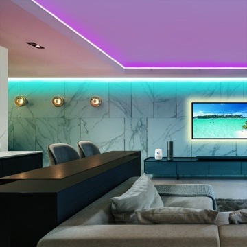 МОЩНАЯ ЦВЕТНАЯ СВЕТОДИОДНАЯ ЛЕНТА ВОДОНЕПРОНИЦАЕМАЯ 5050 RGB 5м + БОЛЬШОЙ ПУЛЬТ ДИСТАНЦИОННОГО УПРАВЛЕНИЯ