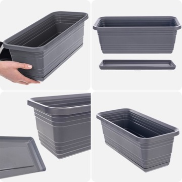 БАЛКОННЫЙ ЦВЕТОЧНЫЙ ГОРШОК КОРОБКА ЦВЕТОЧНЫЙ ГОРШОК 40см + ПОДСТАВКА АНТРАЦИТОВЫЙ