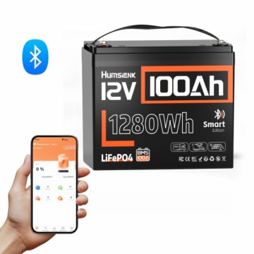 Akumulátor LiFePO4 12V 100Ah 10,5KG S Bluetooth pro Závěsné Motory, Obytné Vozy, Solární Systémy