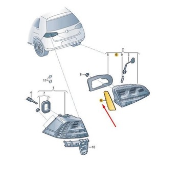 'POKRYWA LEVÝ ZADNÍ SVĚTLA VNITŘNÍ VW GOLF