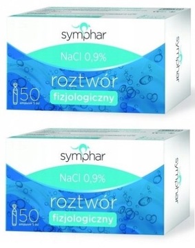 2x SYMPHAR Sól fizjologiczna NaCl 0,9% 5 ml 50 amp.