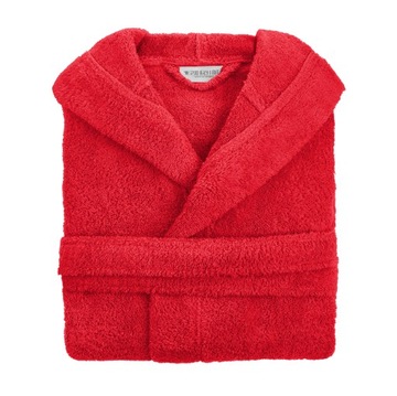 MĘSKI SZLAFROK BAWEŁNIANY Z KAPTUREM CZERWONY XS