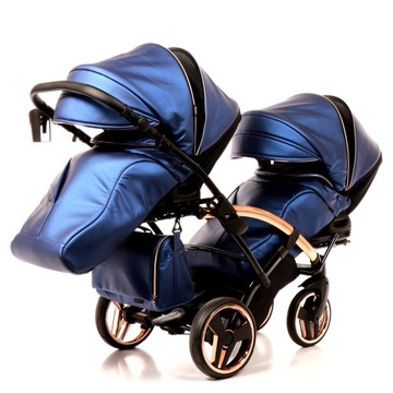 JUNAMA Fluo Duo Slim wózek dla bliźniaków 3w1 Niebieski 01