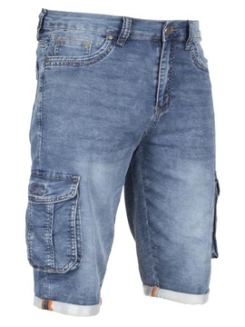 Krótkie spodnie męskie W:46 124 CM spodenki jeans bojówki kieszenie