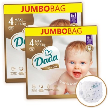 2x DADA Pieluszki/Pampersy Extra Care 4 7-16kg 82szt! | NAJLEPSZA JAKOŚĆ!