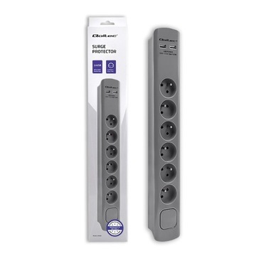 Listwa antyprzepięciowa Qoltec 1,8m 6 gniazd 2xUSB