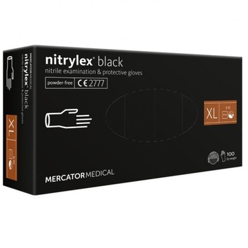 RĘKAWICE rękawiczki NITRYLOWE czarne BEZPUDROWE XL