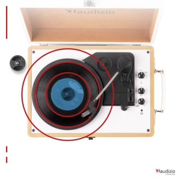 Ретро bluetooth AUX RCA проигрыватель Audizio в чемодане, золотой