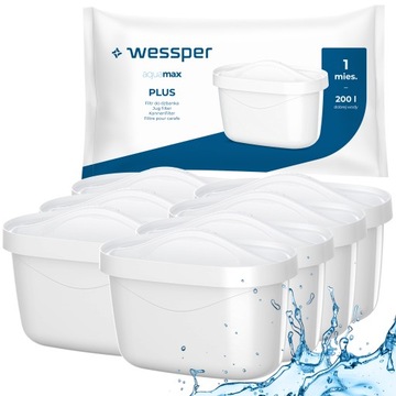 Wessper aquamax PLUS wkład filtr wody do dzbanka szklanego filtrującego 7x
