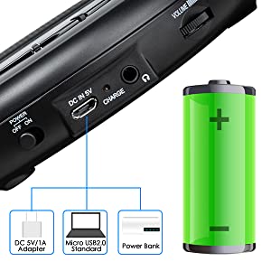 Автомобильный CD-плеер, черные портативные колонки AUX, USB, перезаряжаемые