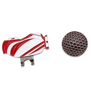 Golf Ball Marker Golf Hat Clip for Cap Belt Tie with Golf Bag Design, Red