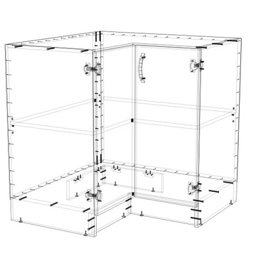 ED ECON белый b_SN90x90_2F угловой кухонный шкаф