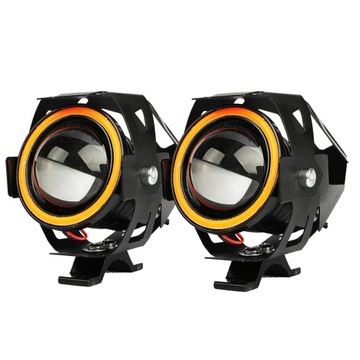 2x HALOGENY MOTOCYKLOWE LAMPY REFLEKTORY RING LED