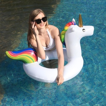 DMUCHANE KOŁO KÓŁKO DO PŁYWANIA JEDNOROŻEC DLA DZIECI DUŻE 120 x 90 CM