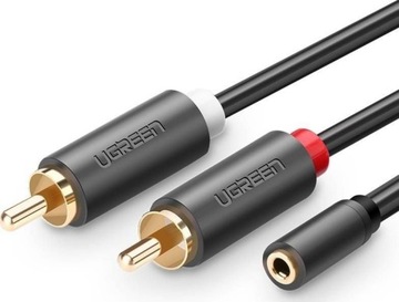Kabel Ugreen Jack 3.5mm RCA (Cinch) x2 1m czarny (UGR508BLK)