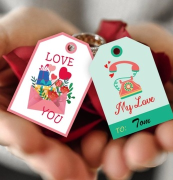 ES3 ЭТИКЕТКИ «СЕРДЦЕ С ДНЕМ СВЯТОГО ВАЛЕНТИНА» 12 шт.